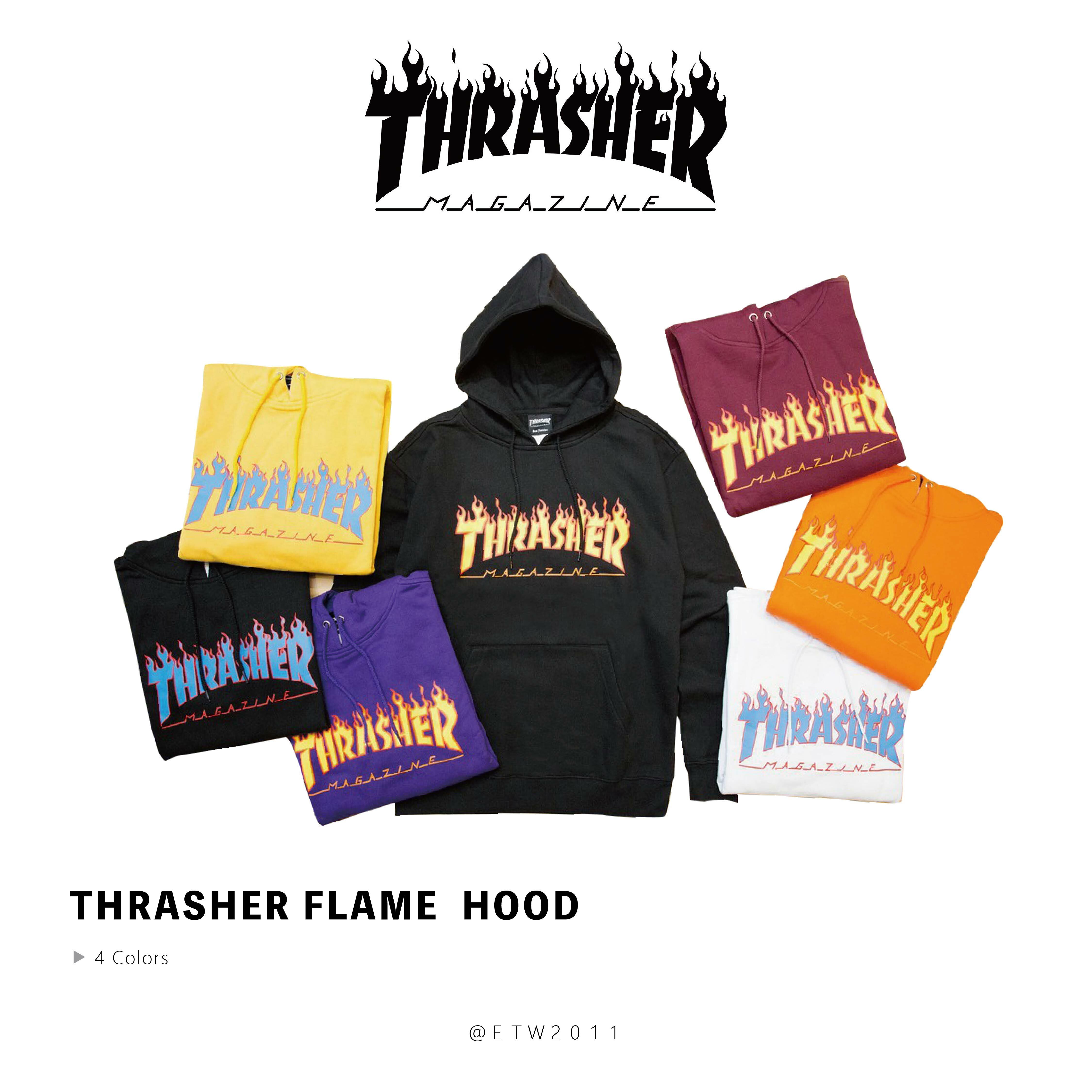 ☆ETW☆【EASY TO WEAR】日線 限量 THRASHER FLAME  HOOD 火焰 連帽 帽T 現貨 七色