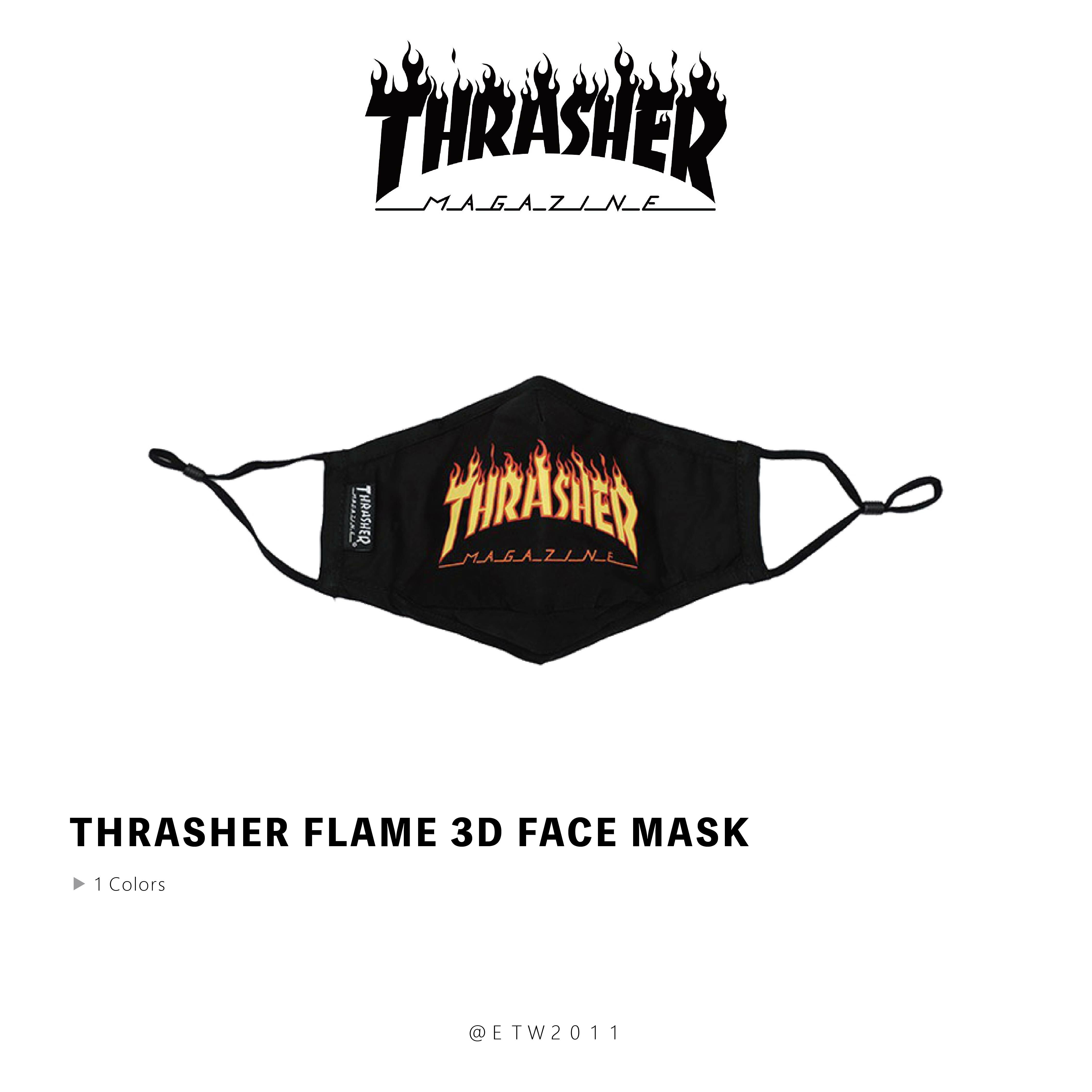 ☆ETW☆【EASY TO WEAR】THRASHER FLAME 3D FACE MASK 棉布 立體口罩 可調式 口罩 火焰 黑色