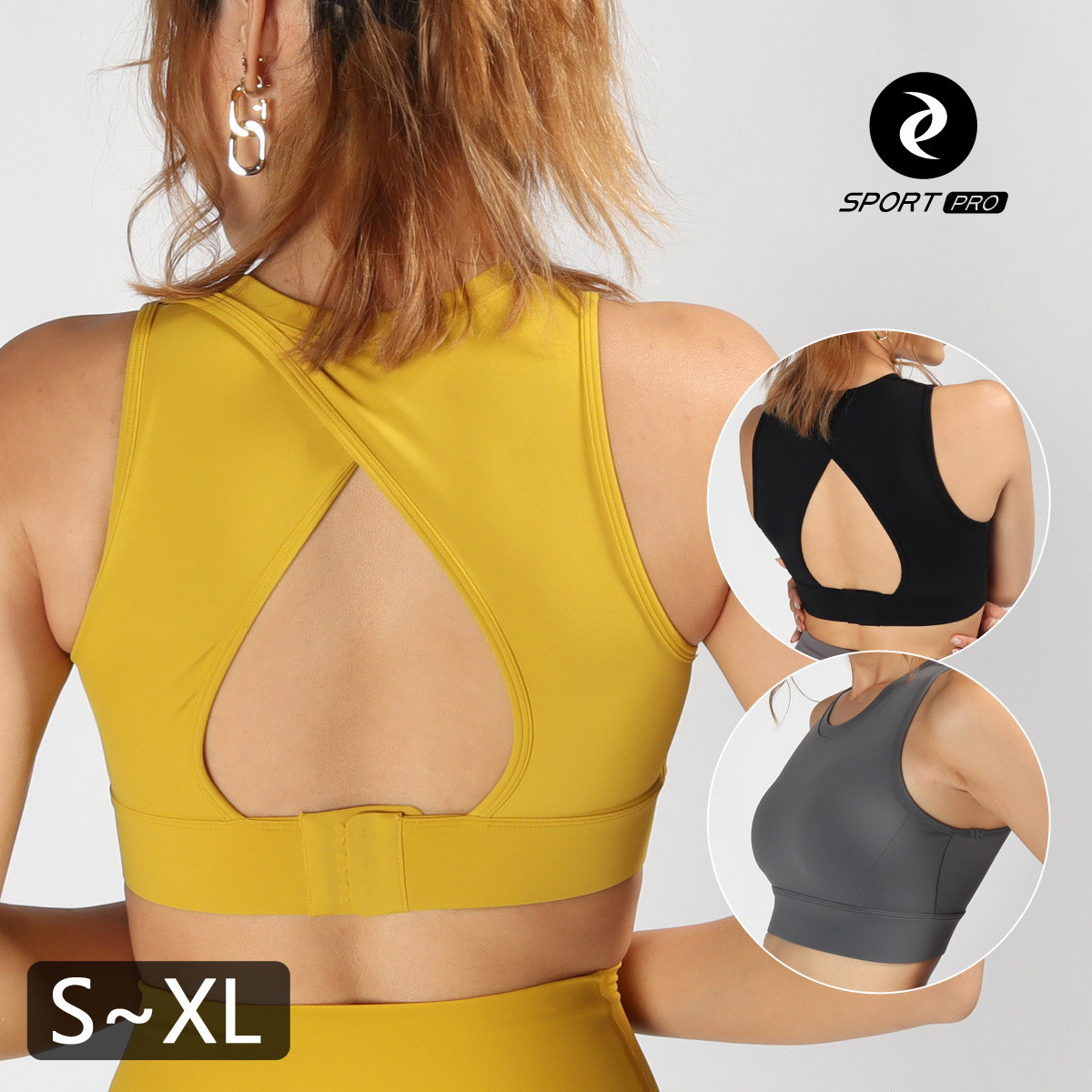 萊卡中強度交疊開孔美背瑜珈/運動/機能內衣【半固定罩杯】