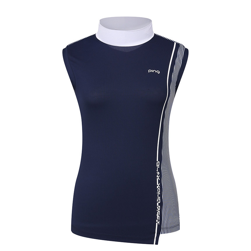 女【現貨】3折起/韓版PING 正品同步/春夏款 條紋圓領無袖T恤/網美推薦高爾夫球衣/#MW112373