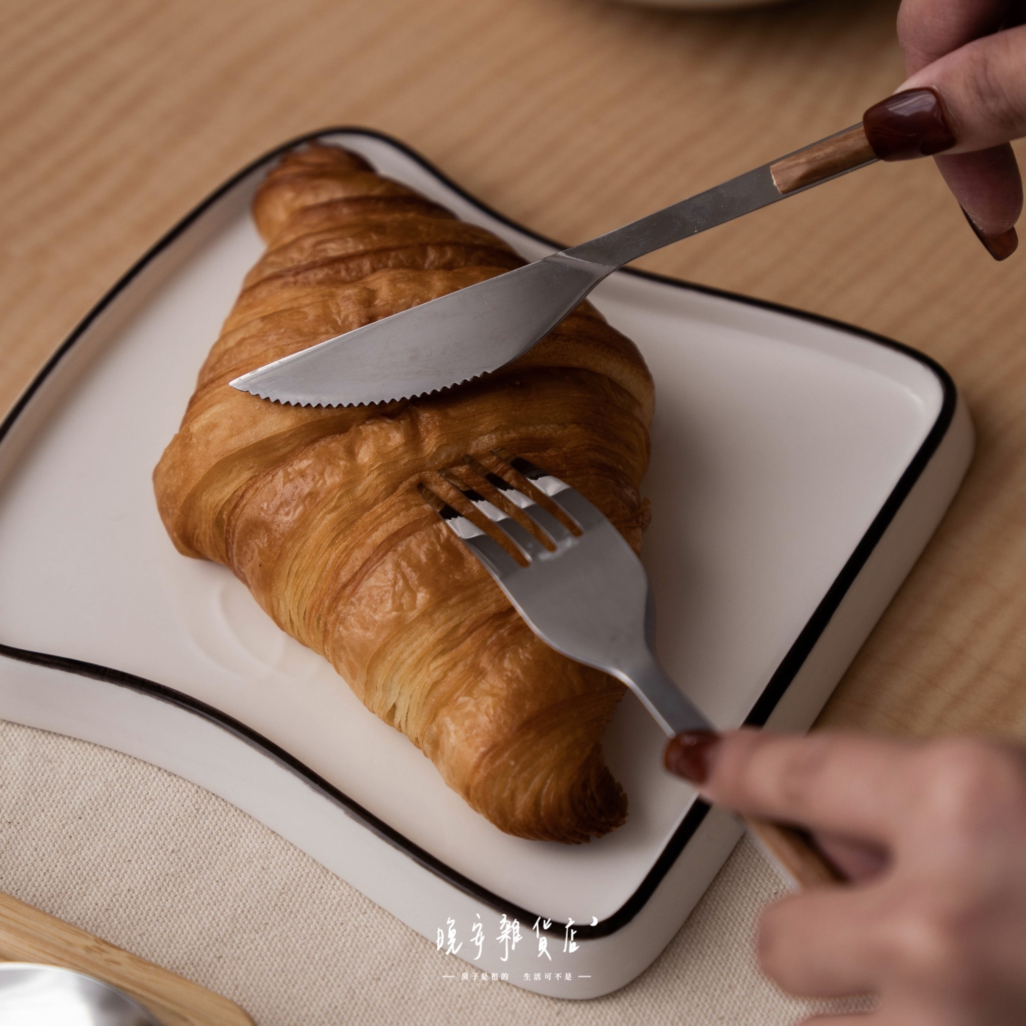 【仿木柄】質感餐具三件組