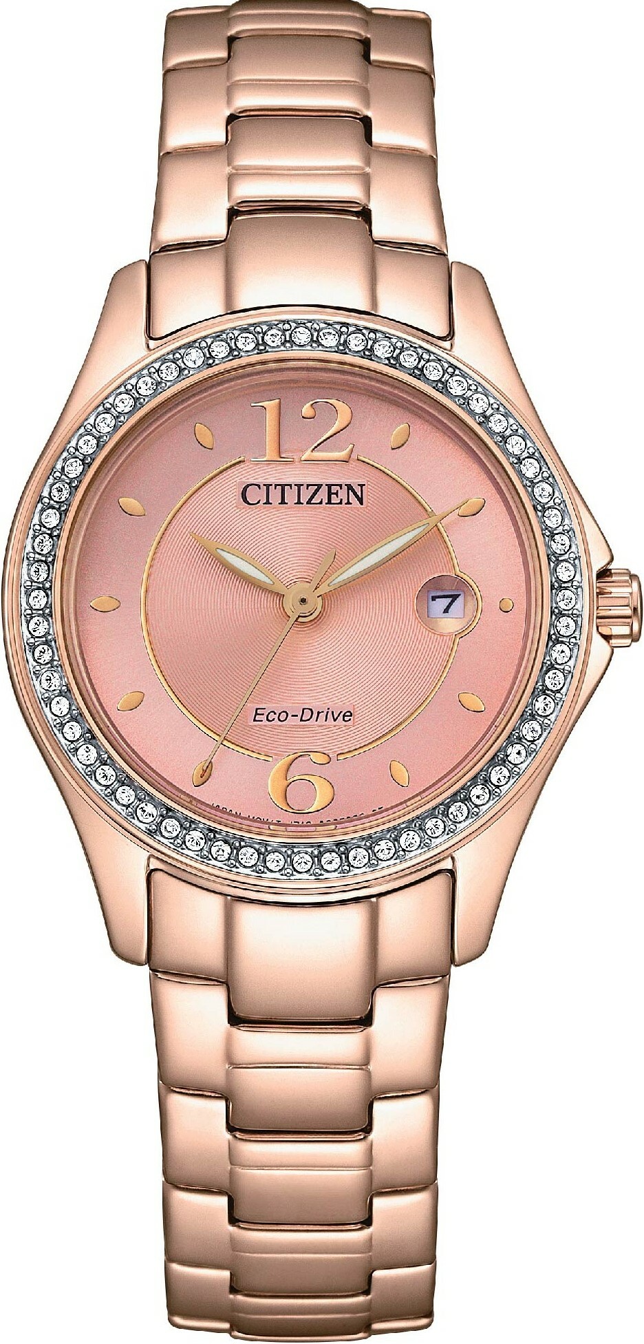 萬年鐘錶 - Citizen 星辰錶 玫瑰金晶鑽奢華光動能女錶  FE1252-82X  錶徑29.5MM