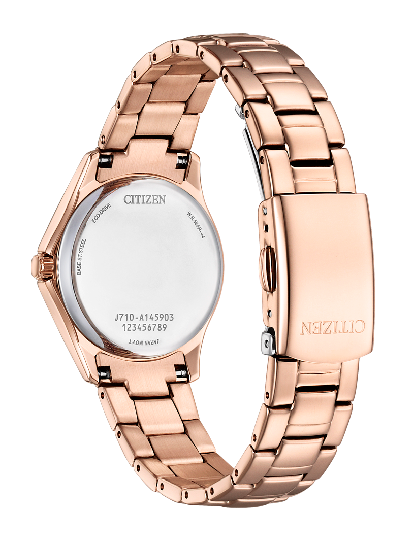 萬年鐘錶 - Citizen 星辰錶 玫瑰金晶鑽奢華光動能女錶  FE1252-82X  錶徑29.5MM