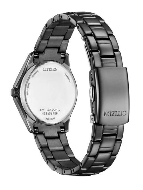 萬年鐘錶 - Citizen 星辰錶 全黑藍面晶鑽奢華光動能女錶  FE1255-84L  錶徑29.5MM