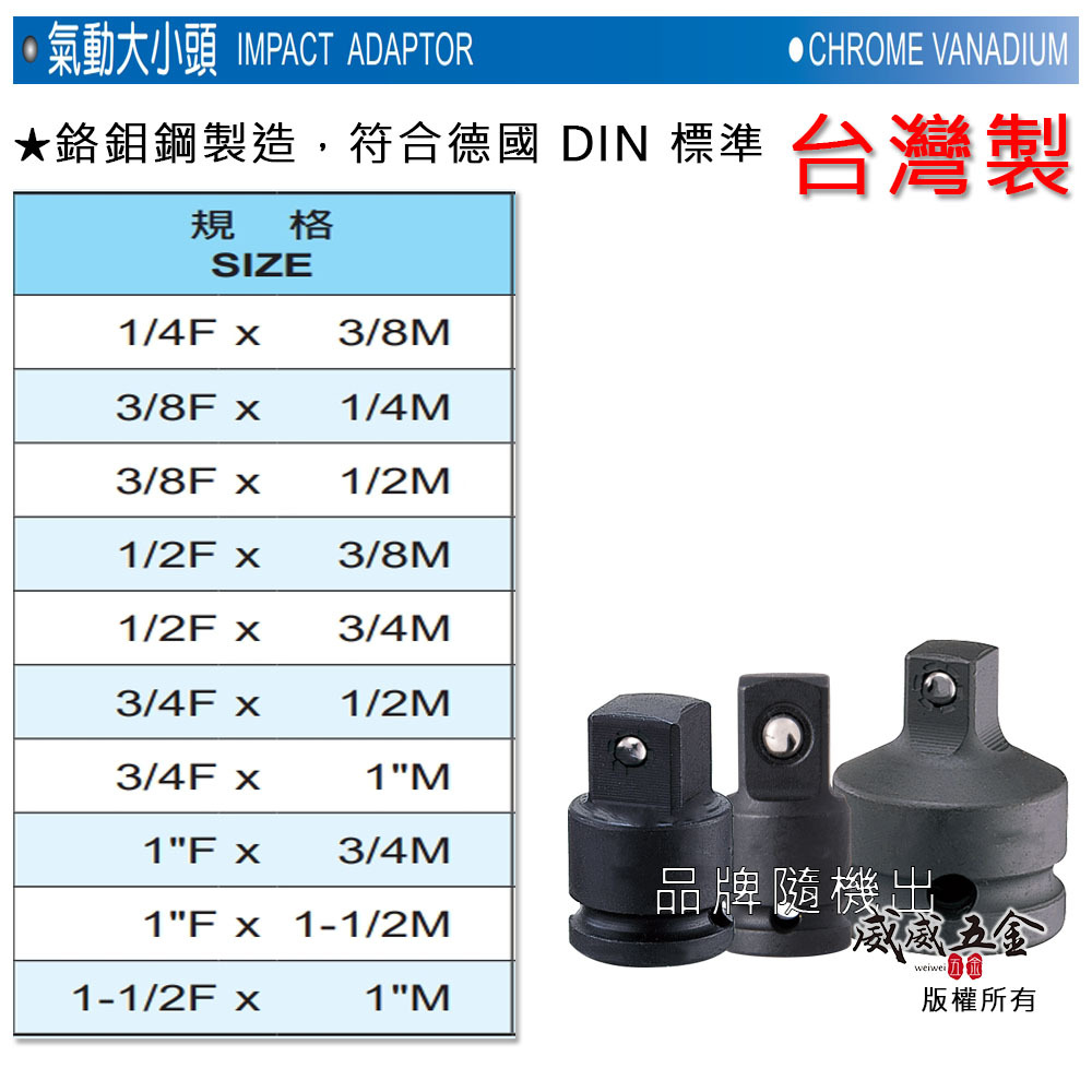 零售｜台灣製｜1/4" 3/8" 1/2" 3/4" 氣動大小頭 氣動轉換頭 氣動變頭-鋼珠型｜品牌隨機出