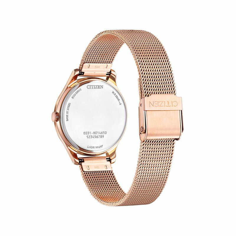 萬年鐘錶 - Citizen 星辰錶   玫瑰金米蘭錶帶光動能女錶   EM0508-80X 錶徑 32MM