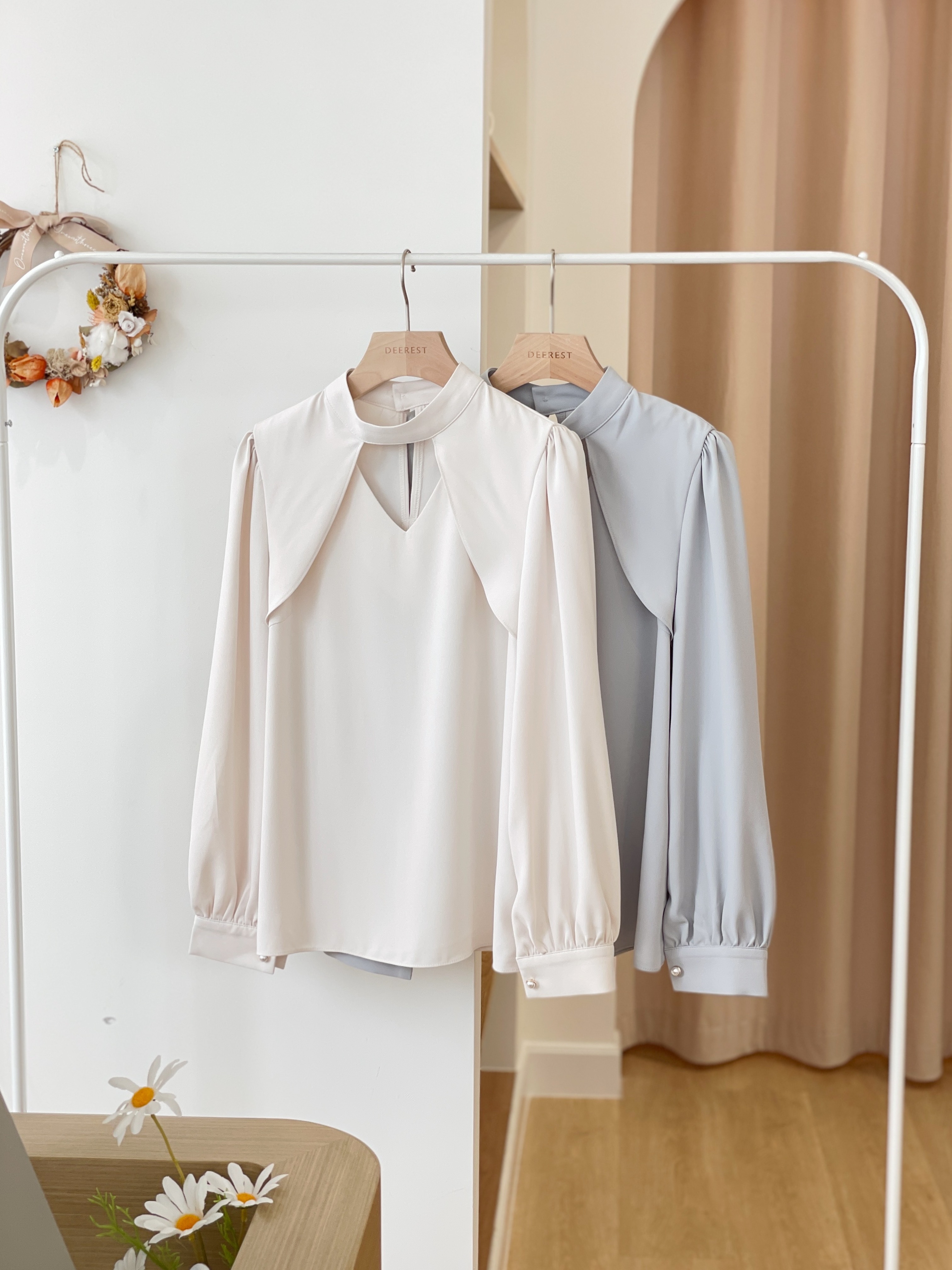 T635 Air Blue Cropped Out Blouse