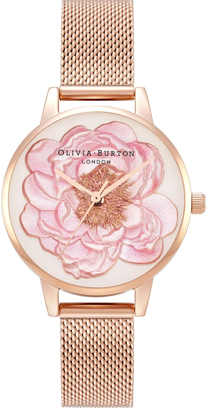 萬年鐘錶 -  Olivia Burton  藝術時尚  BLOSSOM系列  玫瑰金殼盛開花卉玫瑰金米蘭帶女錶  OB16FS112  錶徑30MM