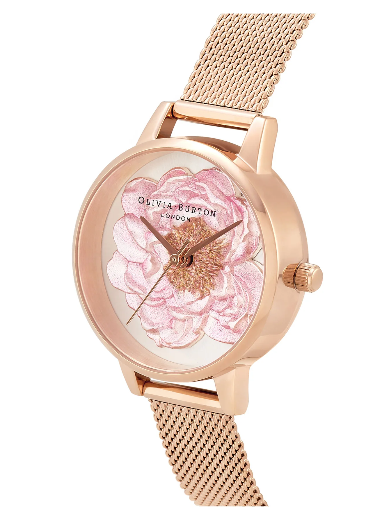 萬年鐘錶 -  Olivia Burton  藝術時尚  BLOSSOM系列  玫瑰金殼盛開花卉玫瑰金米蘭帶女錶  OB16FS112  錶徑30MM