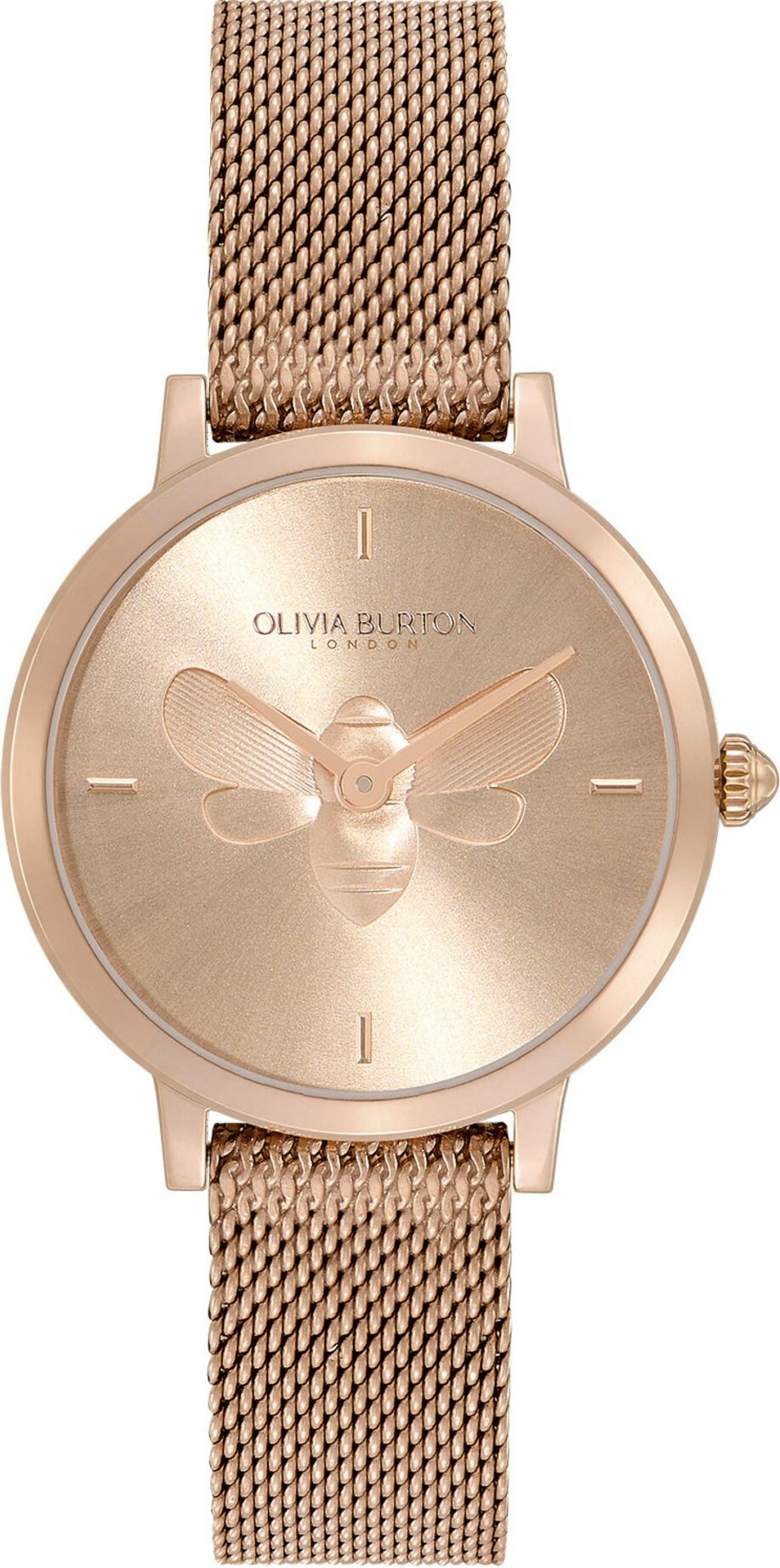 萬年鐘錶 -  Olivia Burton  藝術時尚  Lucky Bee系列   3D蜜蜂玫瑰金米蘭錶帶女錶 24000020 錶徑28MM