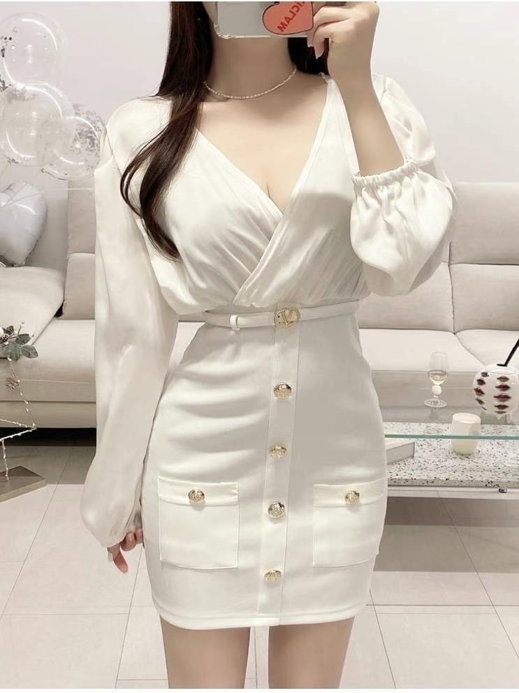 DR23W0423 DEEP V小香性感連身裙