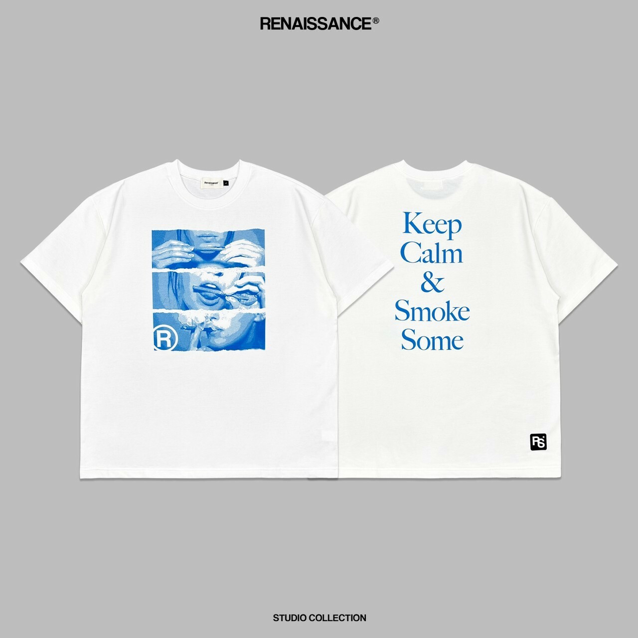 RENAISSANCE 420 限定 高級藍 捲菸標語短袖 相片T ‘’ Roll Lick Smoke Tee ‘’