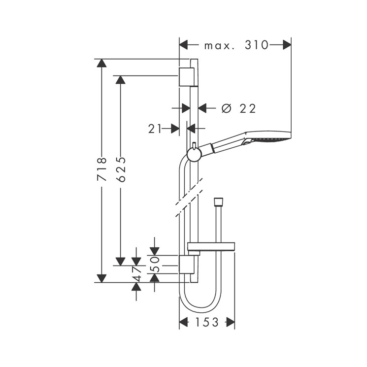 hansgrohe Raindance Select S 26630, -000 Shower set 120 3jet with shower bar 65 cm and soap dish