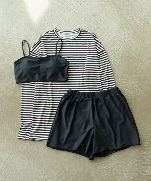 JAPAN SWIMWEAR / Bikini 3P set with border rash guard