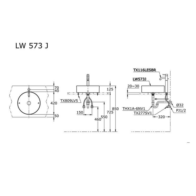 Toto LW573J#MB Console Lavatory