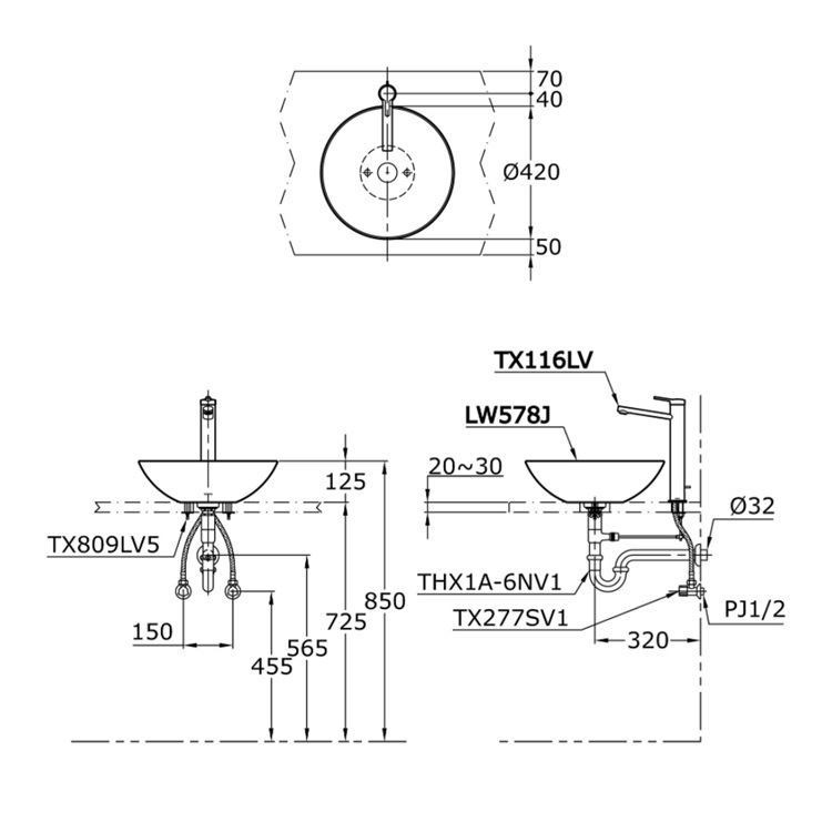 Toto LW578J#MB Console Lavatory