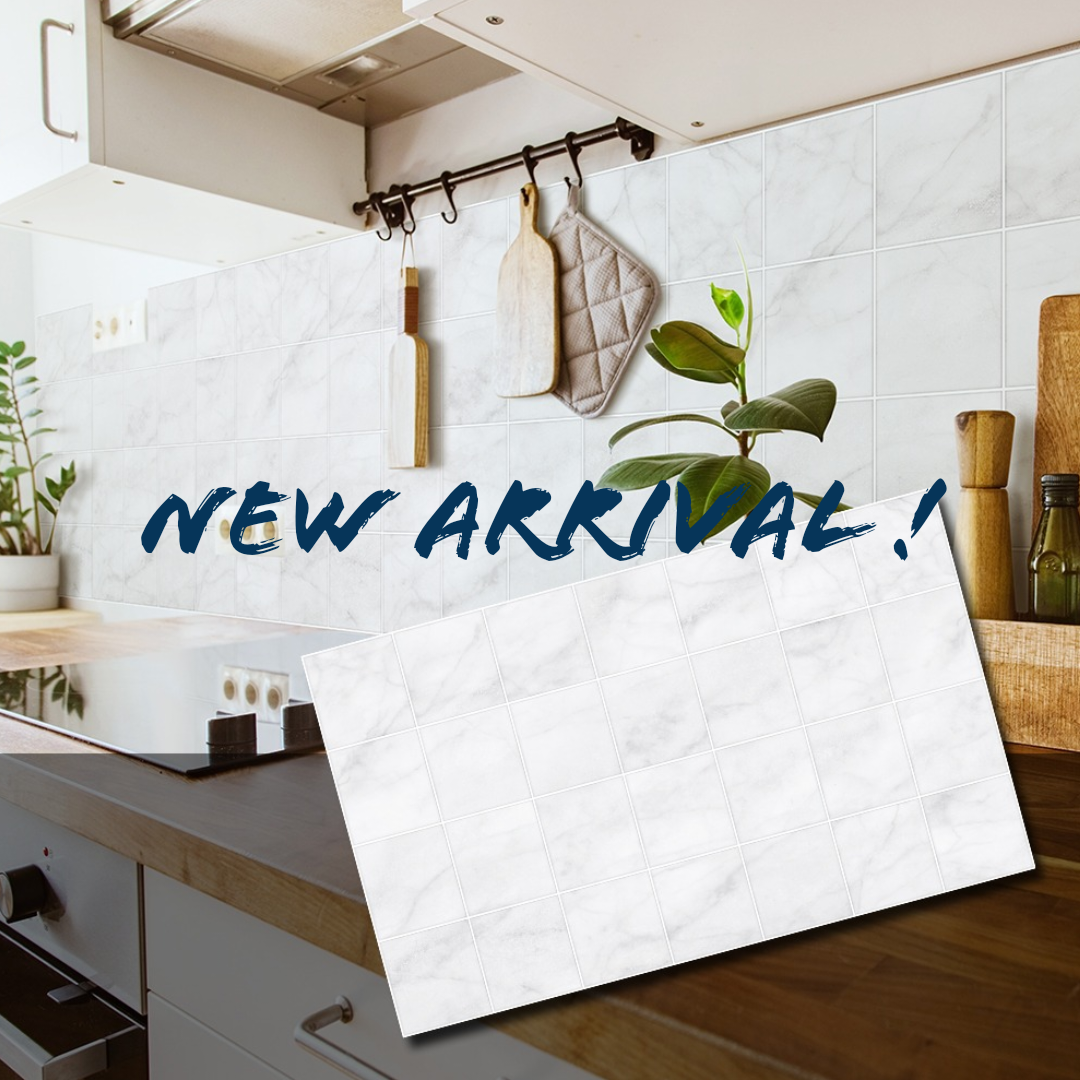 【InsKitchen Sheet】浴室及廚房多功能牆紙貼_白色雲石