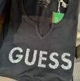 [S] GUESS HOLLY CRUSH TEE,JET BLACK , QBRI10KAK91 [FINAL SALE] (SGU336)