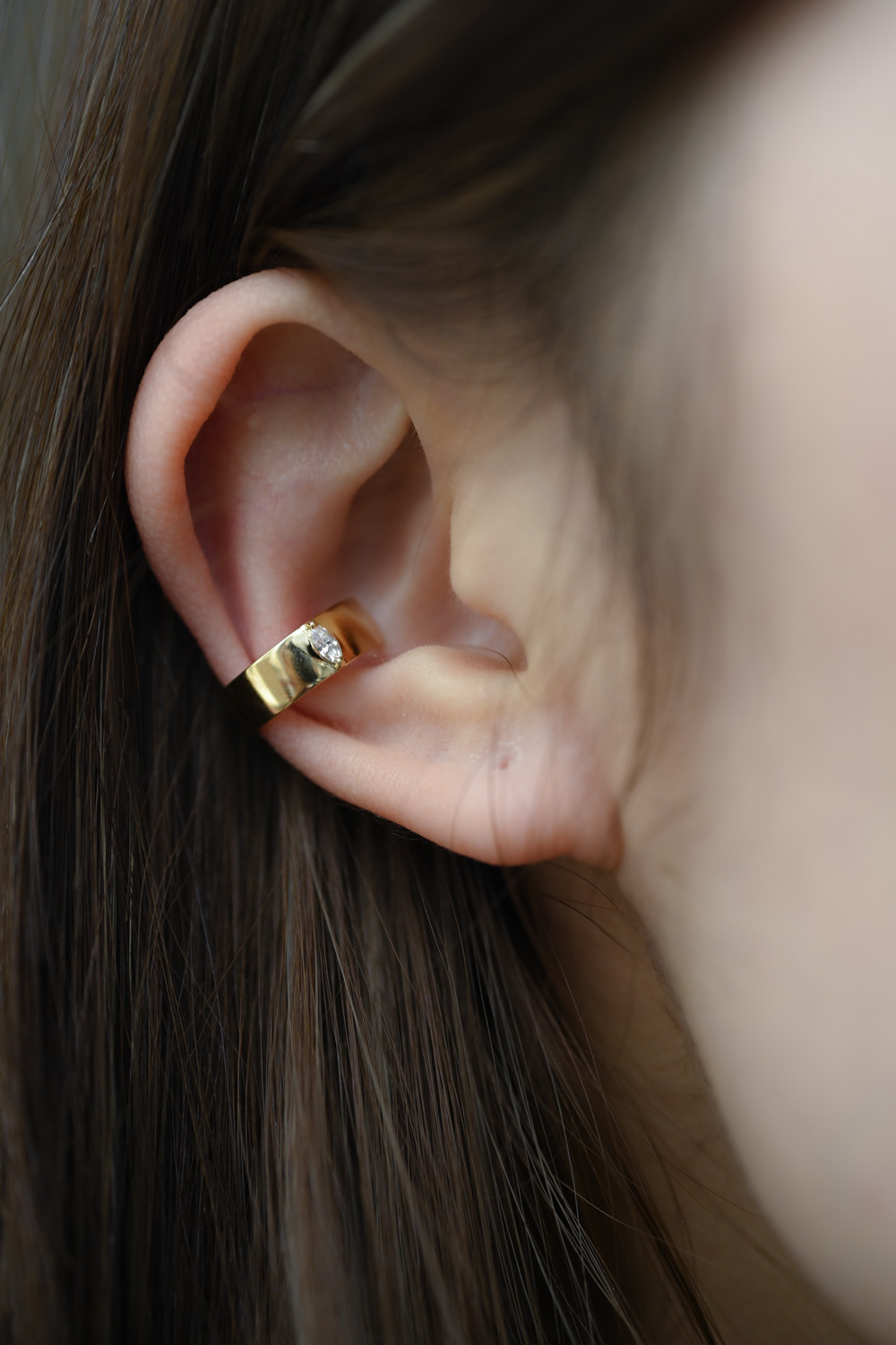 18K Single Marquise Bold Diamond Ear Cuff