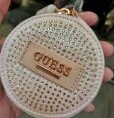 [S] GUESS RHINESTONE ROUND POUCH KEYCHAIN,ROSE, 885503054794 (SGU340)