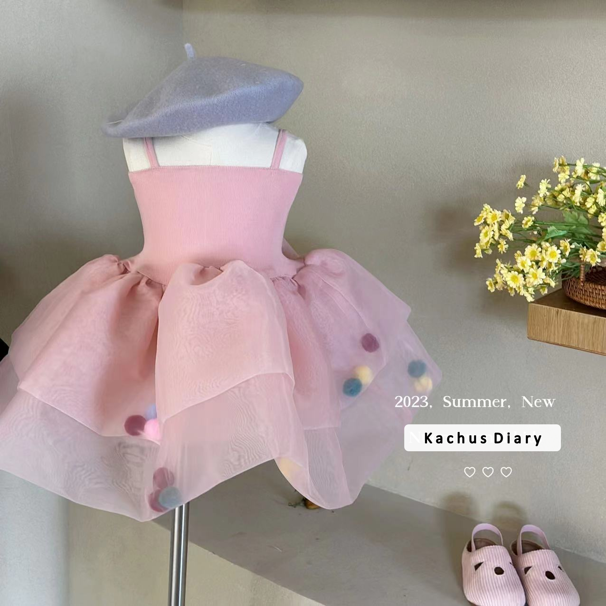 Pink color ball dress