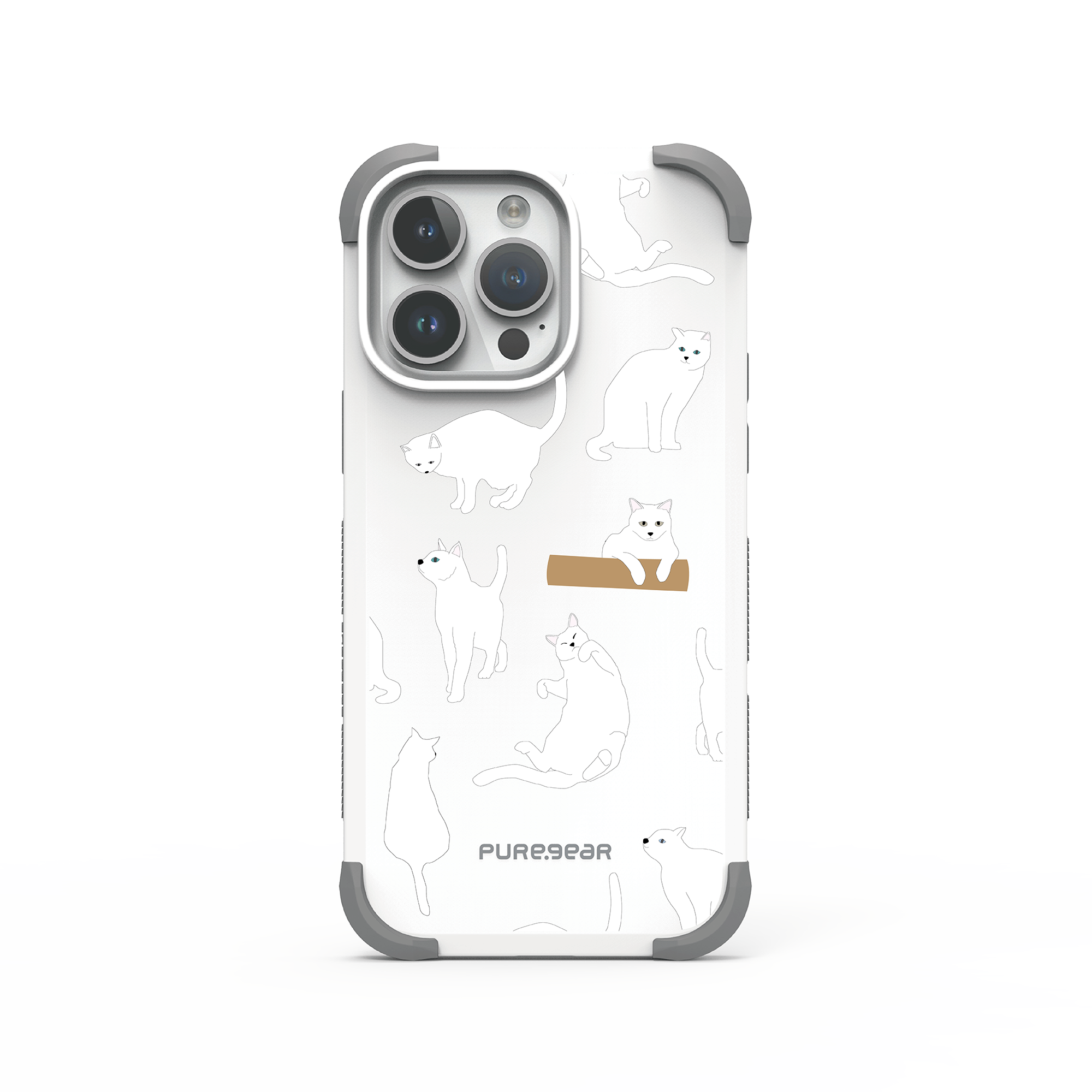 iPhone 坦克軍規防摔手機殼 / 慵懶白貓 (呆貓萌狗)