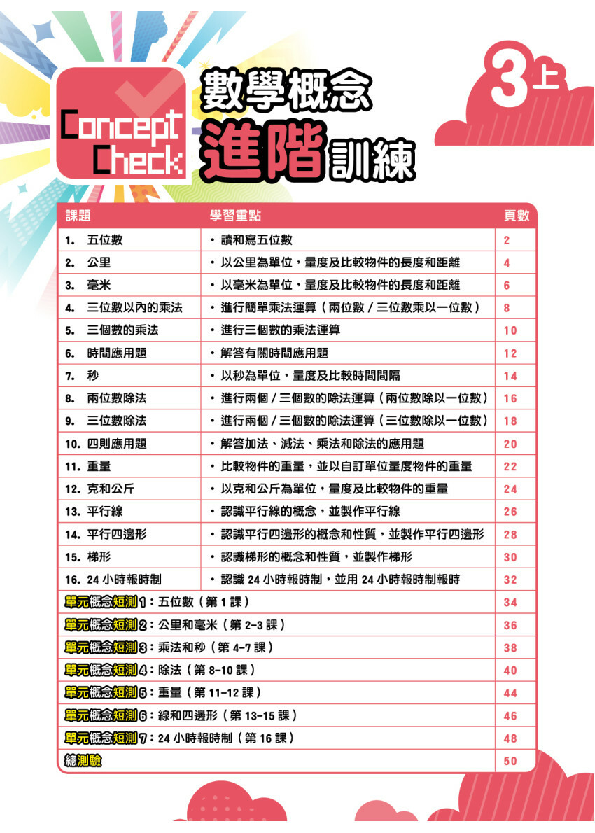 【多買多折】Concept Check 數學概念進階訓練 (新課程版) 3上