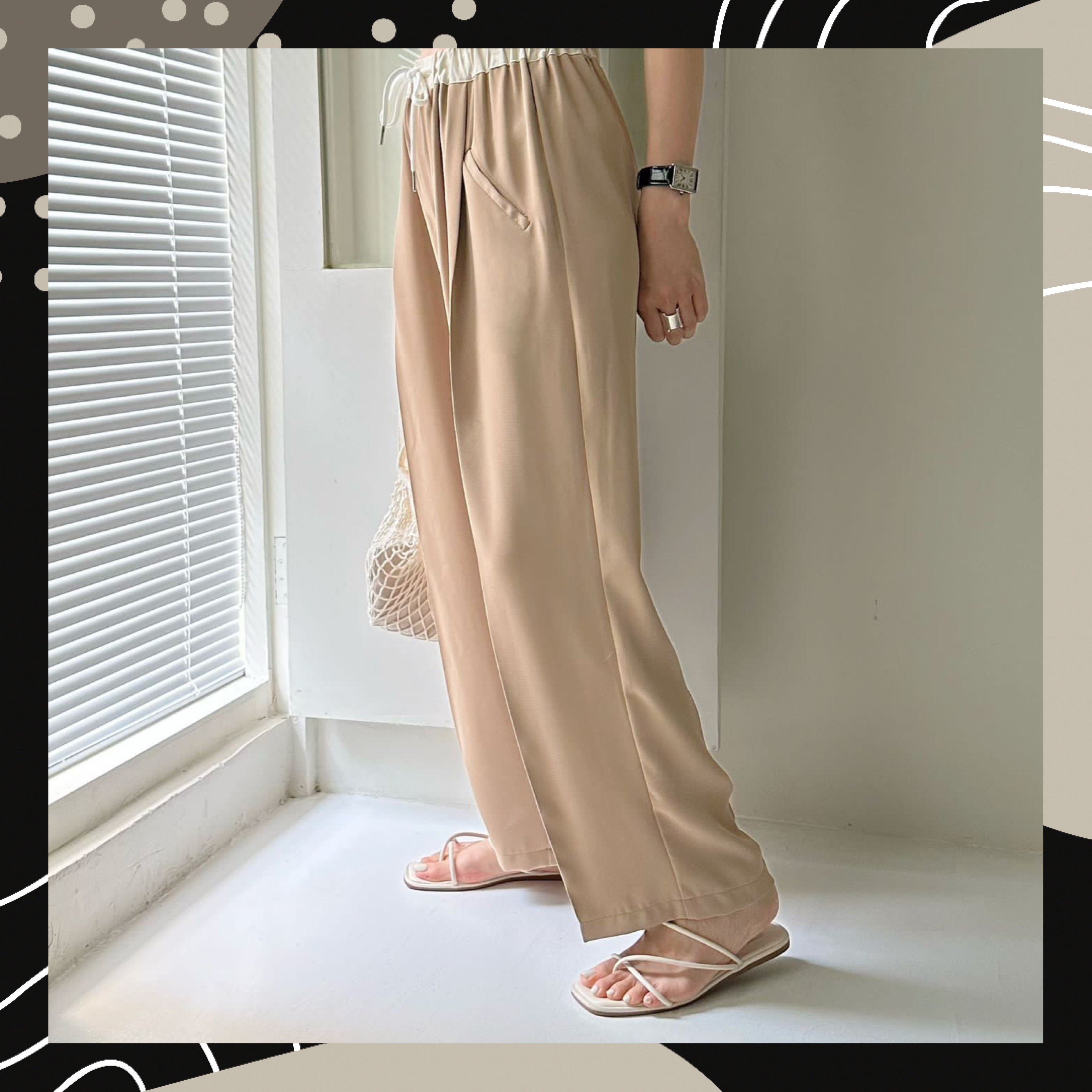 【BONNIE】腰拼色橡筋腰西褲