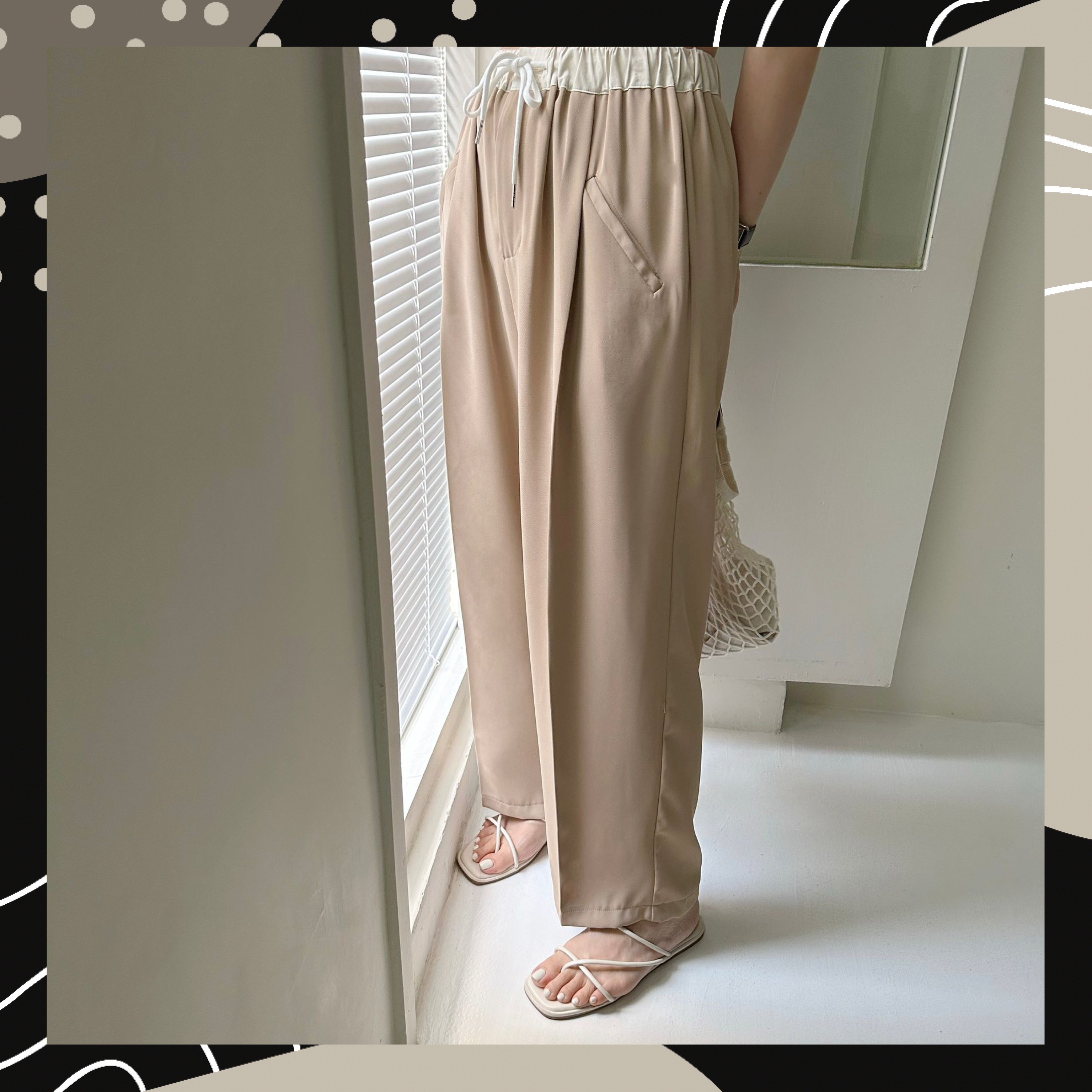 【BONNIE】腰拼色橡筋腰西褲