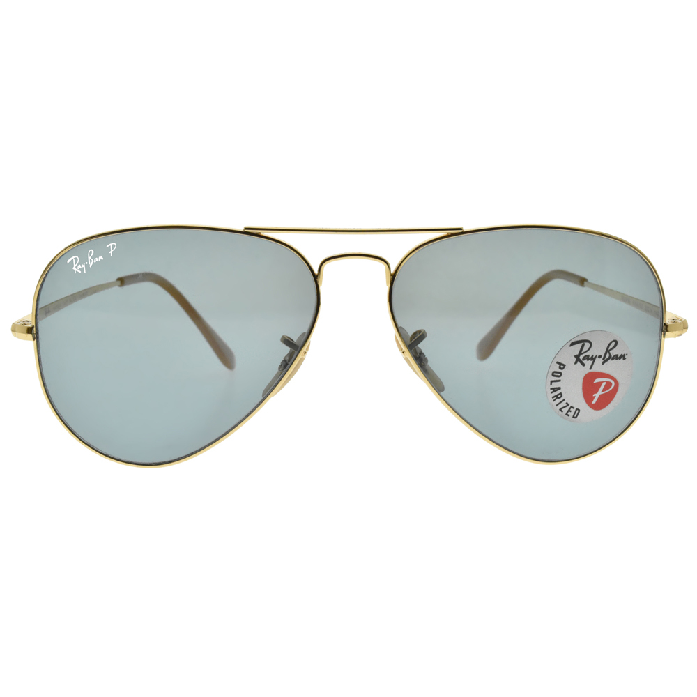 【RayBan】RB3689 9064S2-58mm 經典雙槓飛行太陽眼鏡 (偏光鏡片)