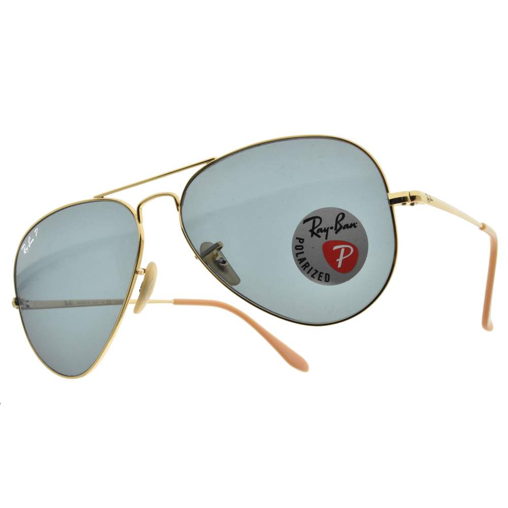 【RayBan】RB3689 9064S2-58mm 經典雙槓飛行太陽眼鏡 (偏光鏡片)