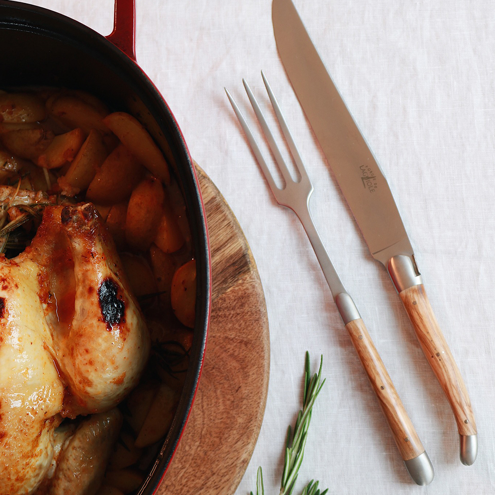 DE LAGUIOLE Carving Set 2pcs Olive wood