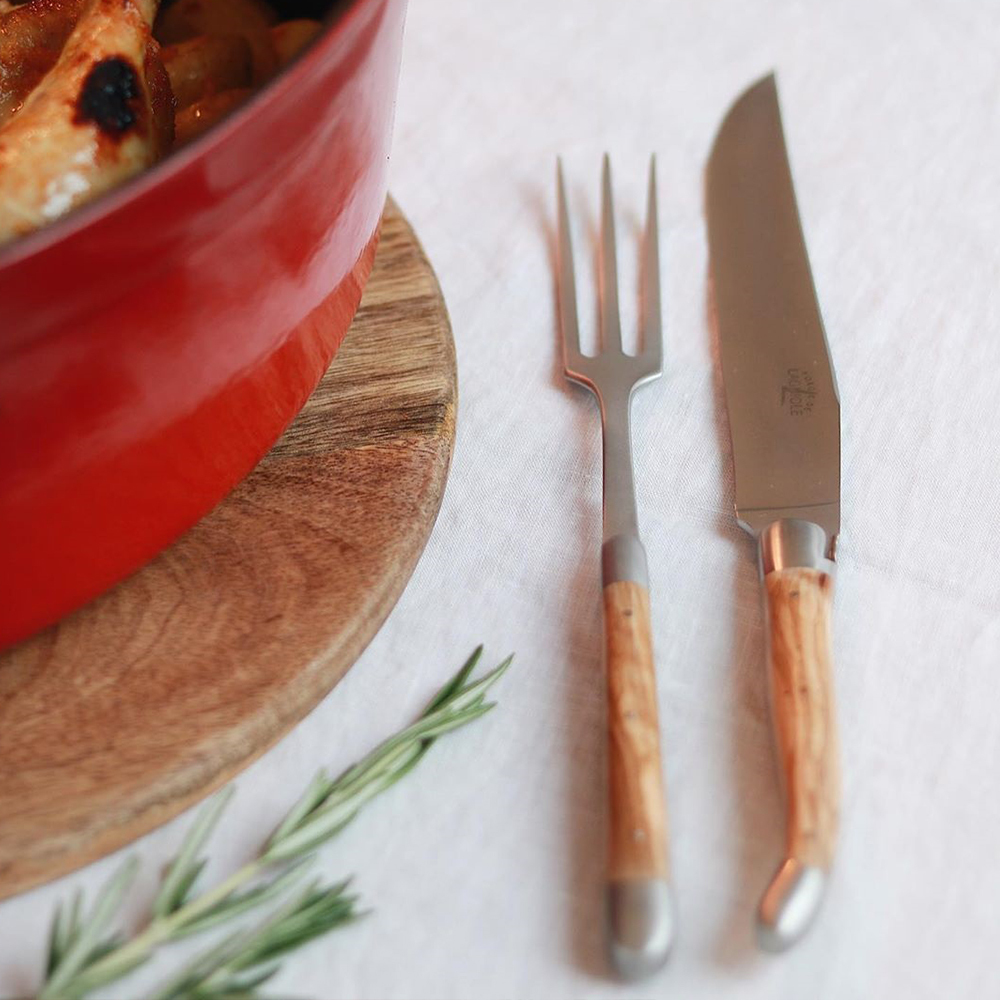 FORGE DE LAGUIOLE | 橄欖木握柄排餐刀叉2件禮盒組