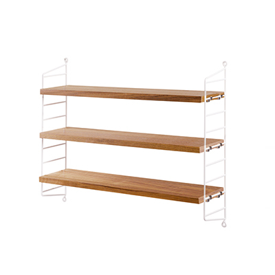 Pocket 壁掛三層架 (白鋼架、橡木 MDF 層板)