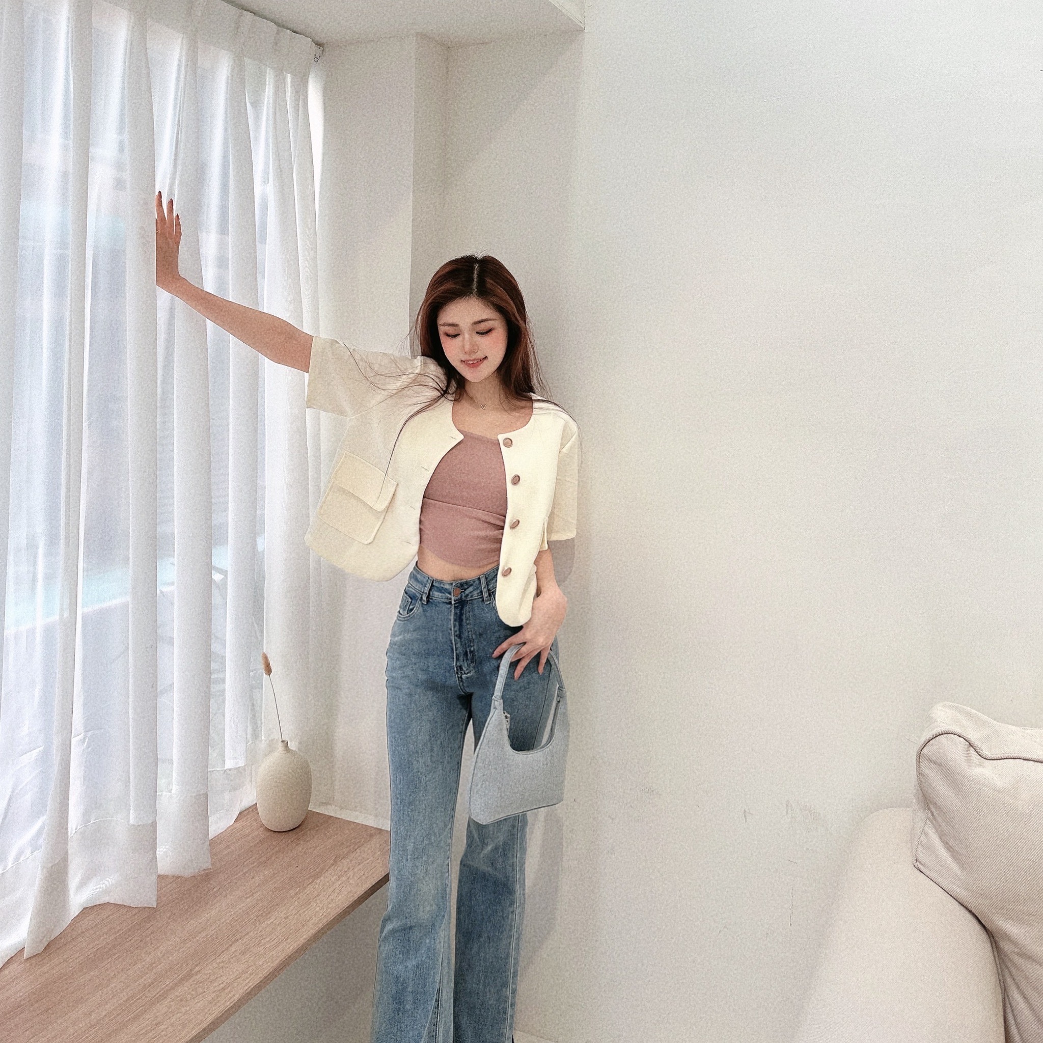 時髦小香風短袖外套/二色