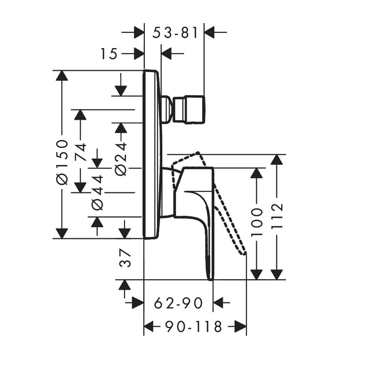 hansgrohe Rebris E 72468, -000 + 01800, -180 Single lever bath mixer for concealed installation - GA Approval