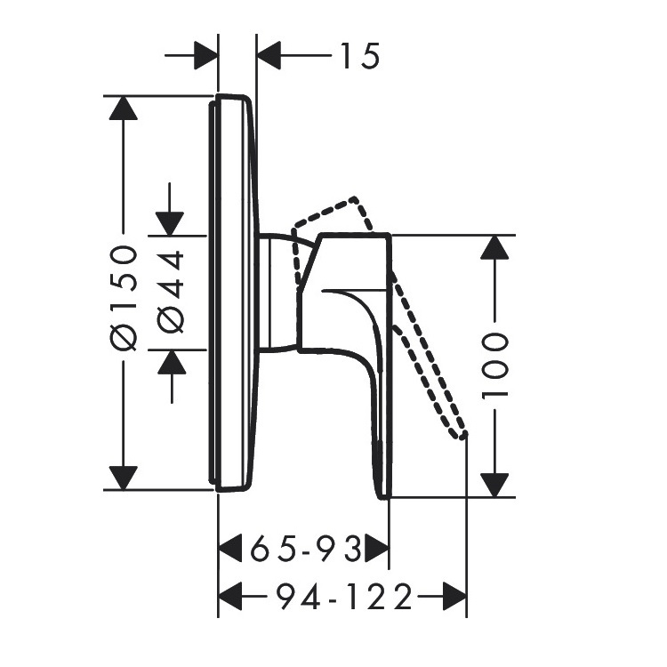 hansgrohe Rebris E 72668, -000 + 01800, -180 Single lever shower mixer for concealed installation - GA Approval