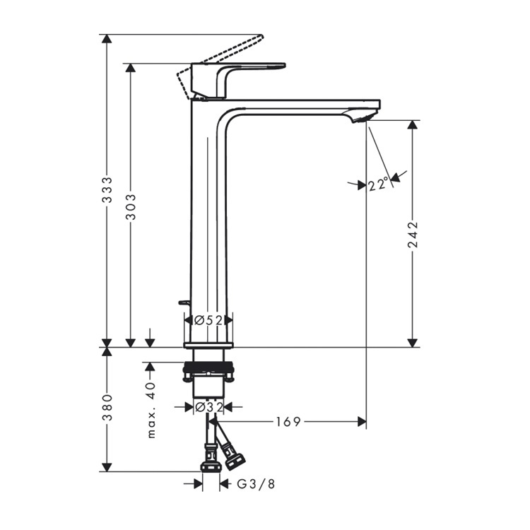 hansgrohe Rebris S 72590, -000 + 72440, -000 Tall Mixer Set