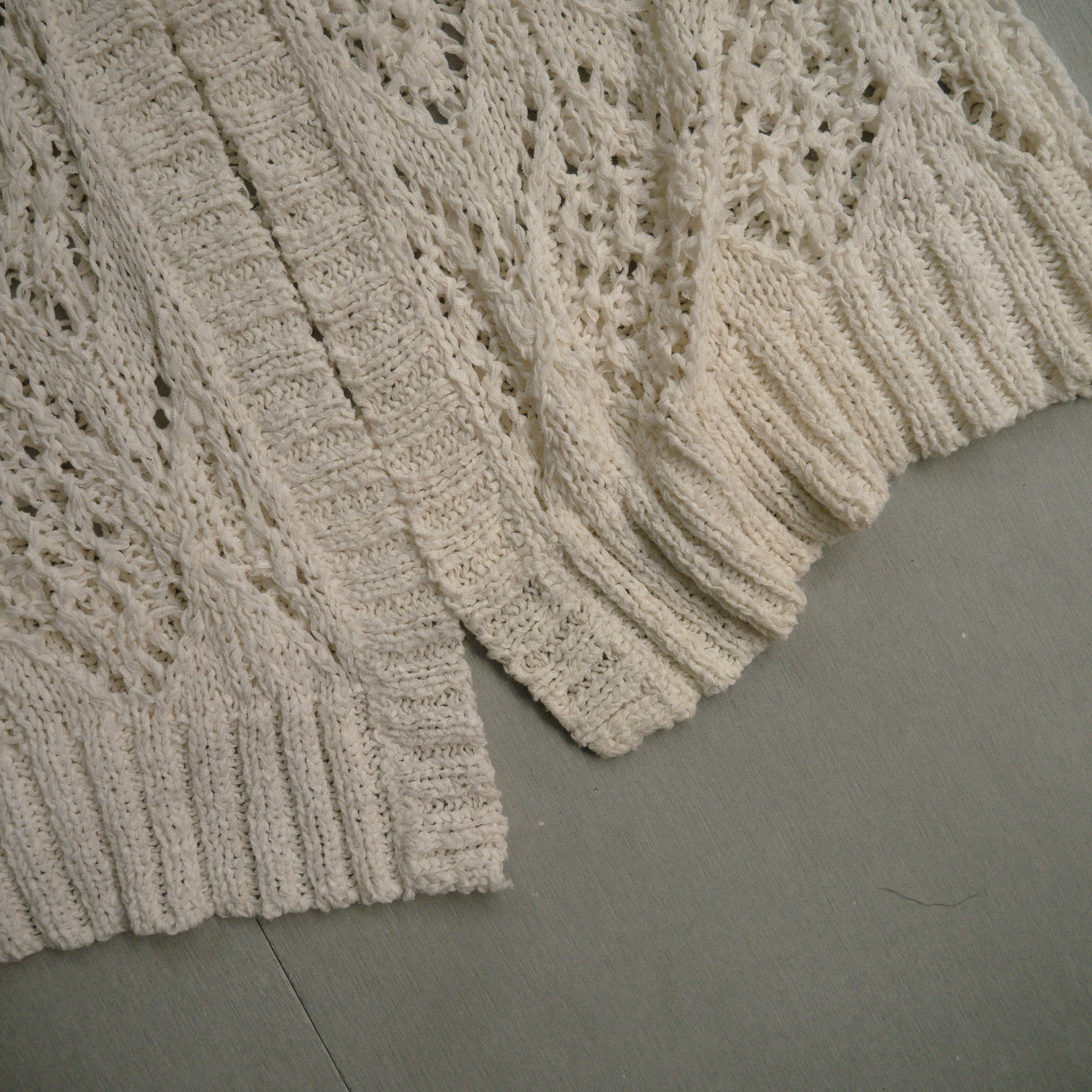 VINTAGE KNIT TOPS 白色 鉤針 短袖 短版 針織 罩衫 上衣