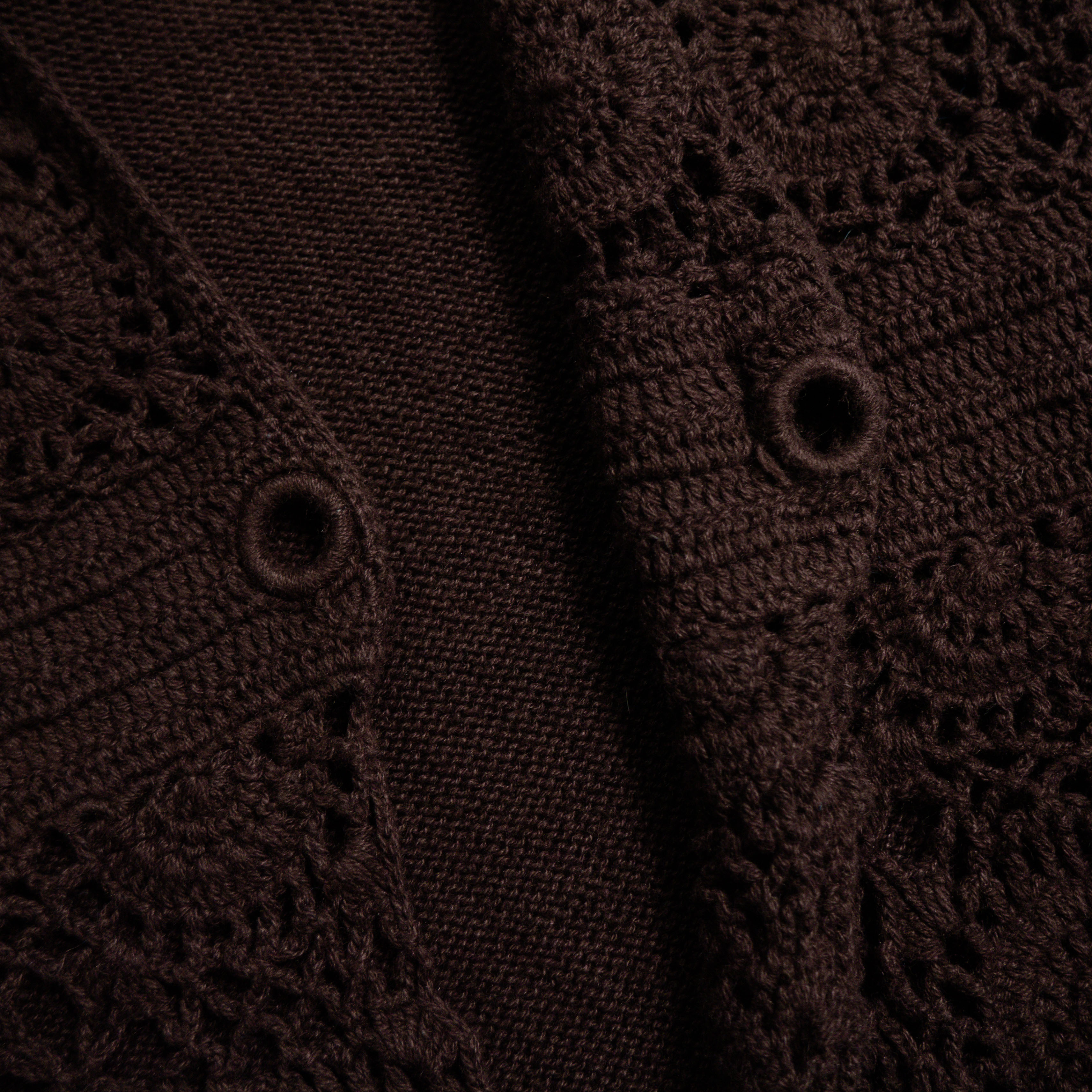 VINTAGE KNIT TOPS 咖啡色 鉤針 長袖 粗針織 網狀 罩衫 上衣