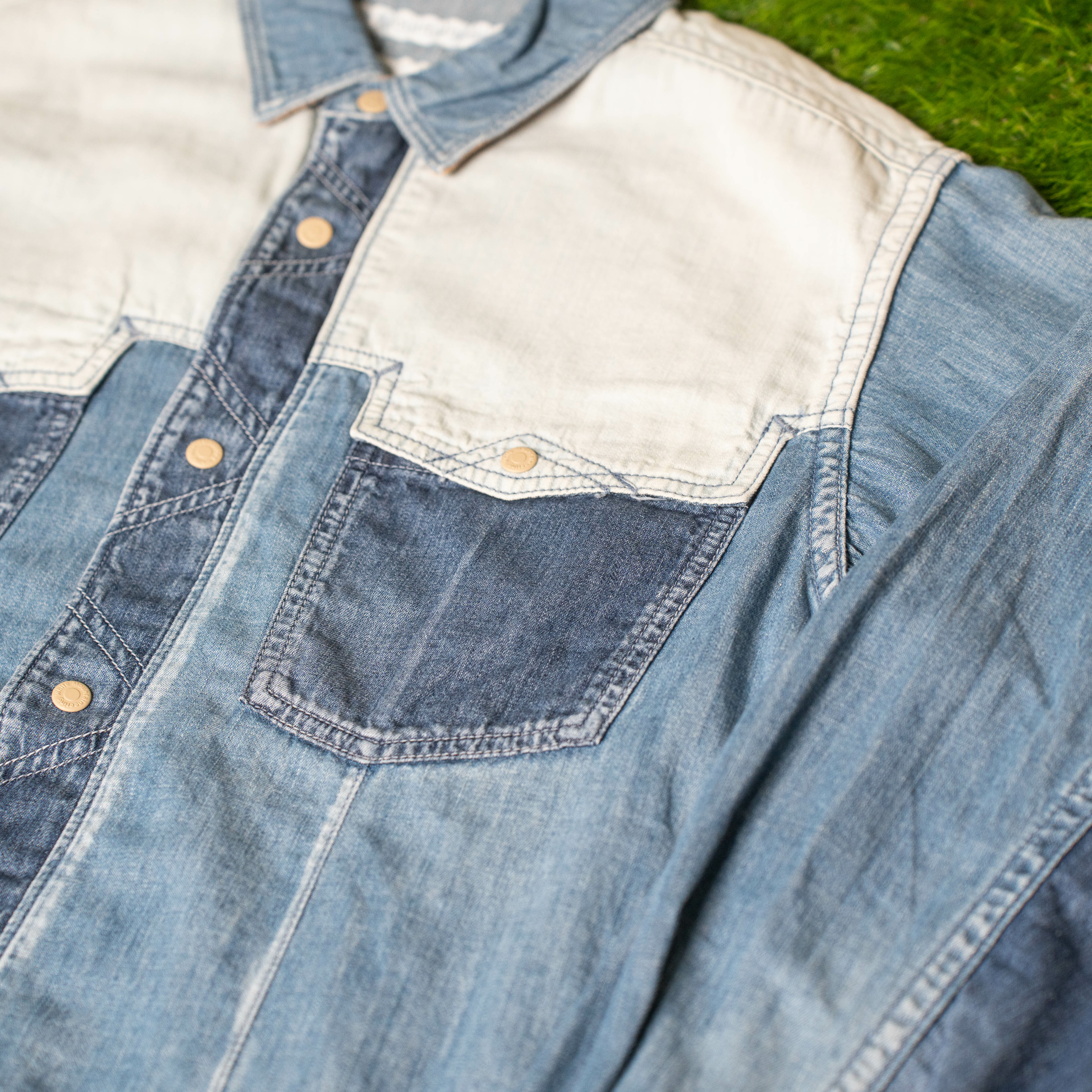 WHITE MOUNTAINEERING USED DENIM WESTERN 牛仔拼接 襯衫 現貨