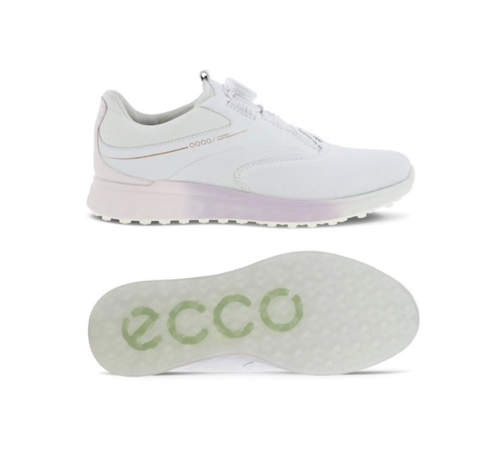 女款 4M/ECCO正品/LPGA高寶錦代言同款/ECCO S THREE BOA LADIES GOLF SHOES/防水軟釘BOA旋鈕高爾夫球鞋
