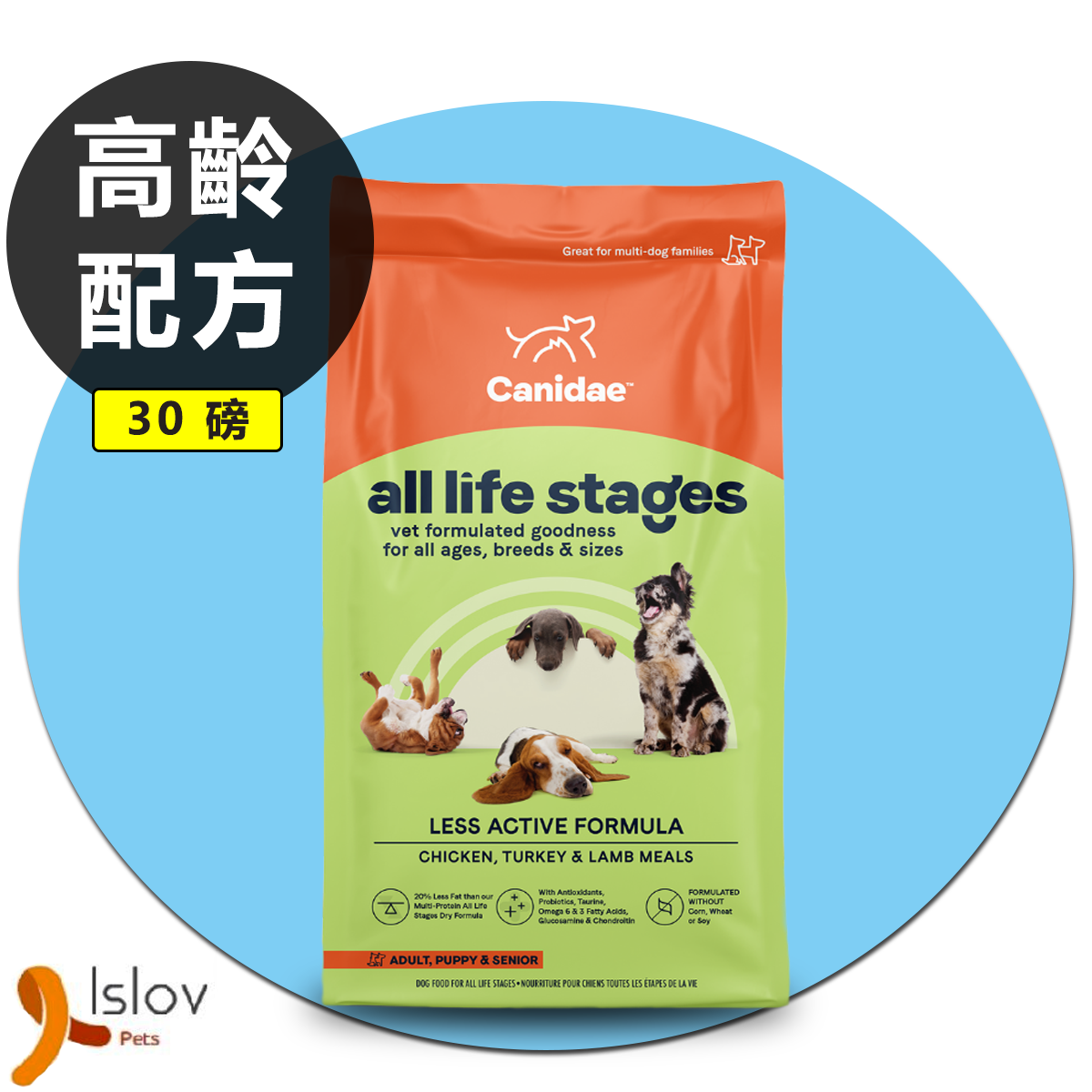 CANIDAE - 老年狗適用 - 體重控制配方狗糧 30磅