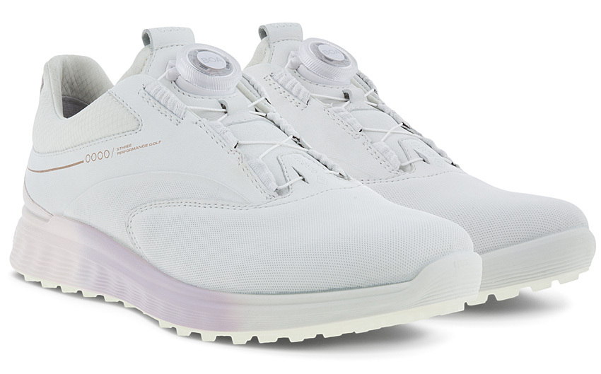 女款 4M/ECCO正品/LPGA高寶錦代言同款/ECCO S THREE BOA LADIES GOLF SHOES/防水軟釘BOA旋鈕高爾夫球鞋