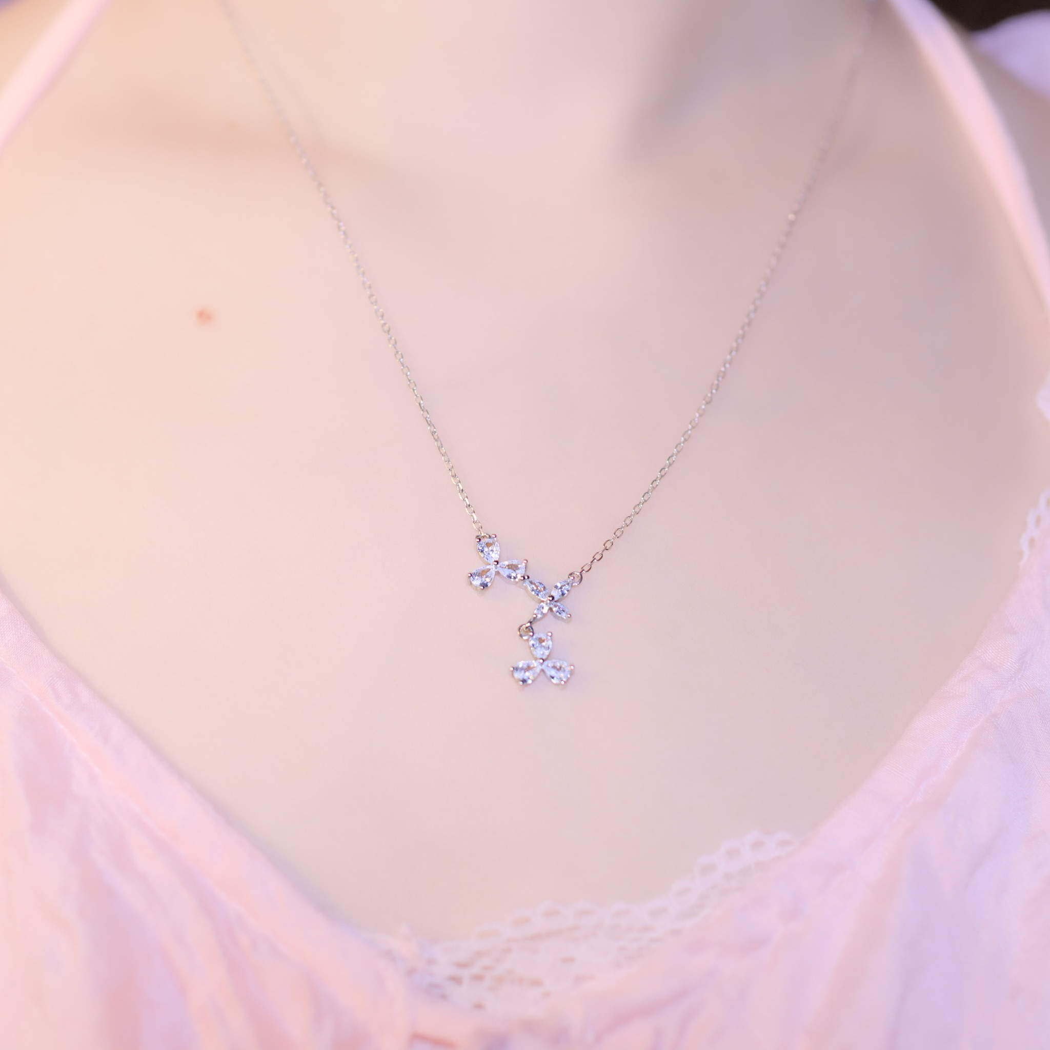 | 925純銀・ 白金 | 花花盛開項鍊 | NE0870 |