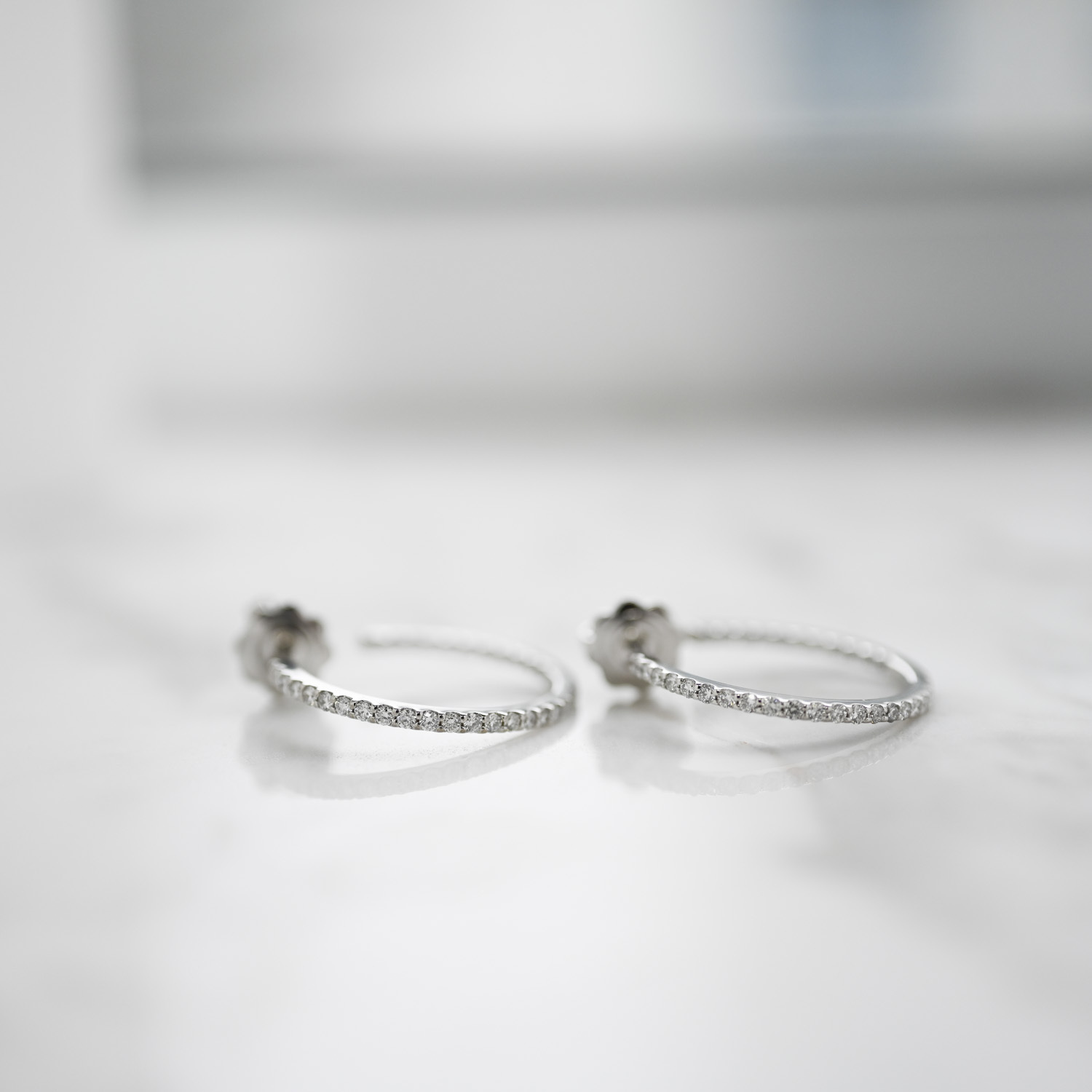 18K Half Big Hoop Diamond Earring