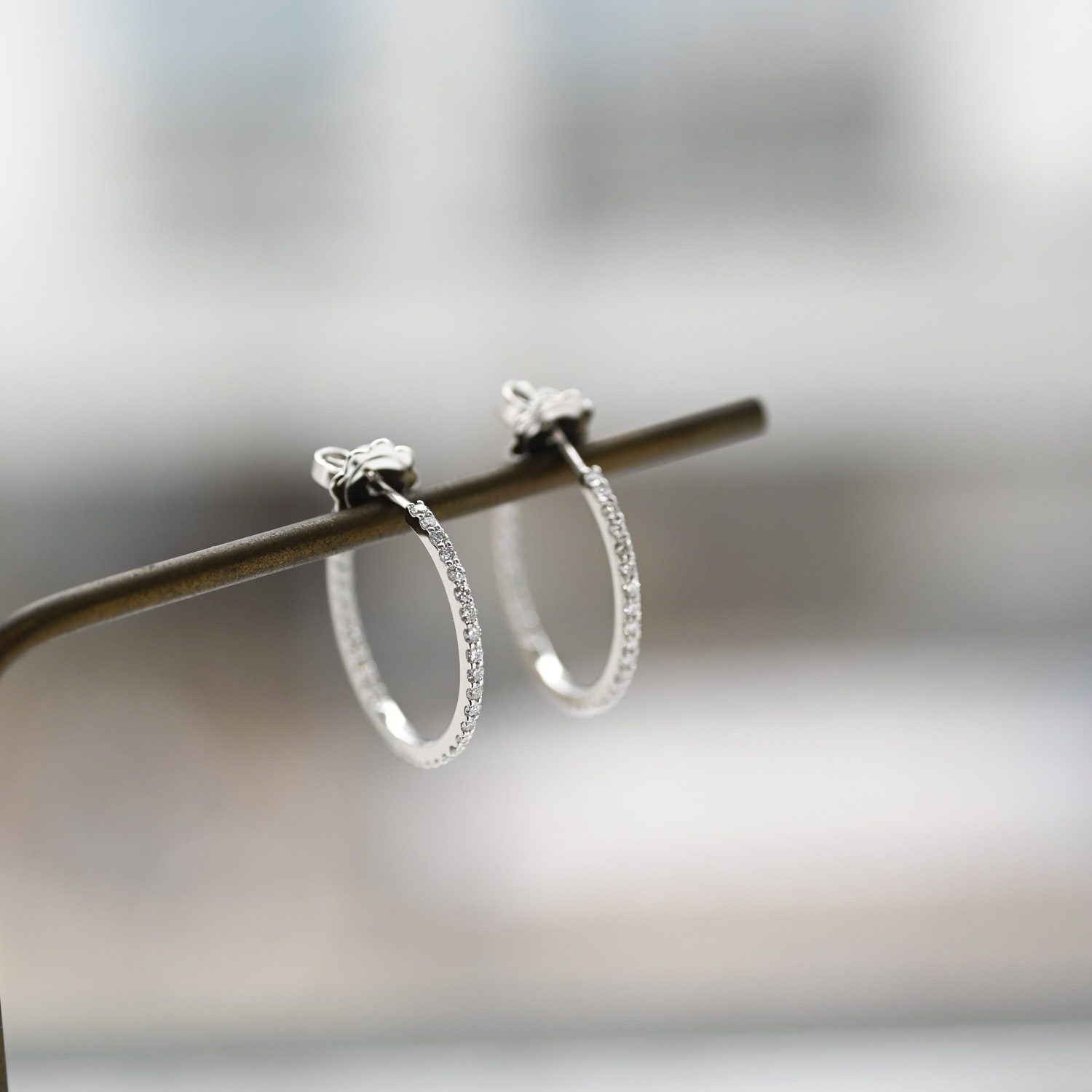 18K Half Big Hoop Diamond Earring