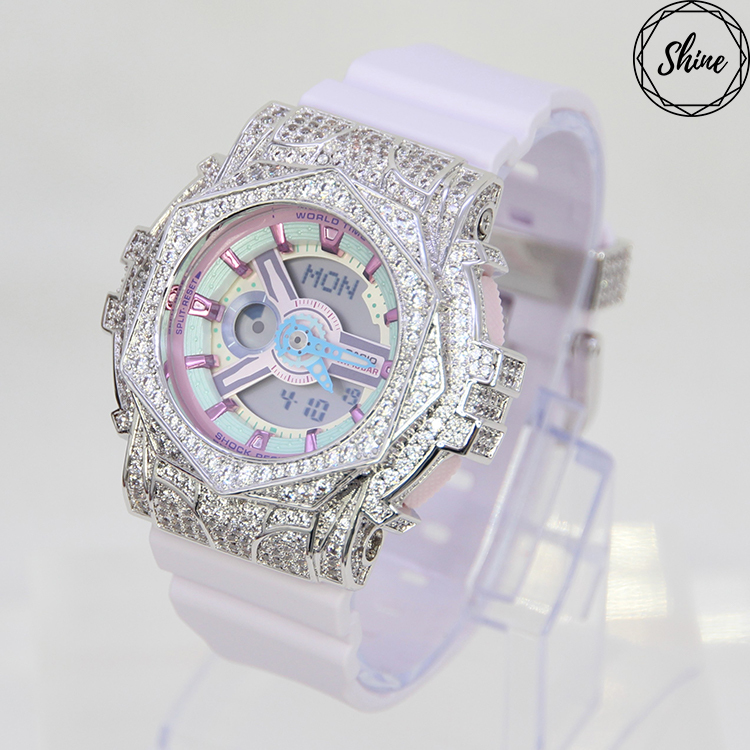 銀色 改裝手錶 BA-110XPM-6A - 玫瑰