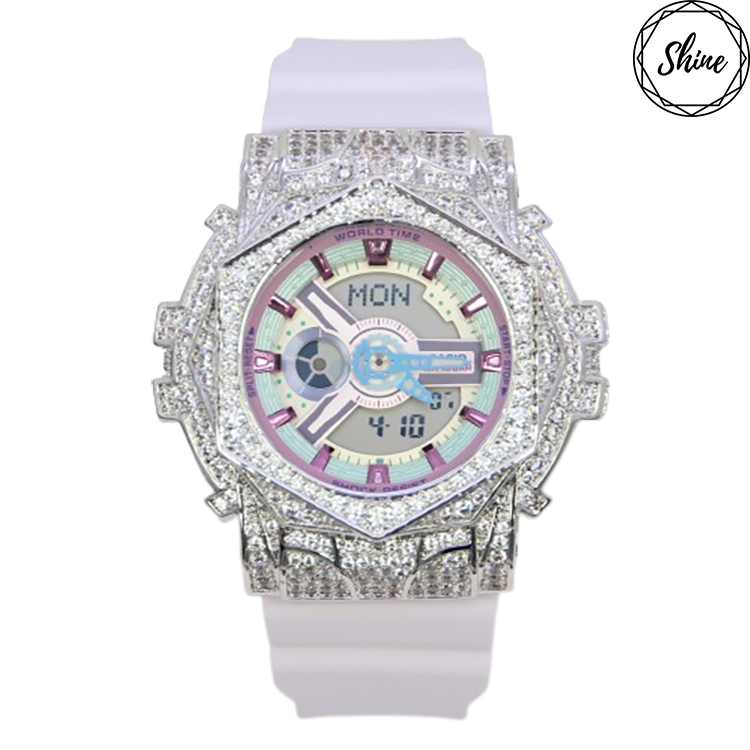 銀色 改裝手錶 BA-110XPM-6A - 玫瑰