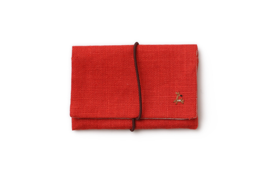中川政七-鹿家族 名片夾 紅